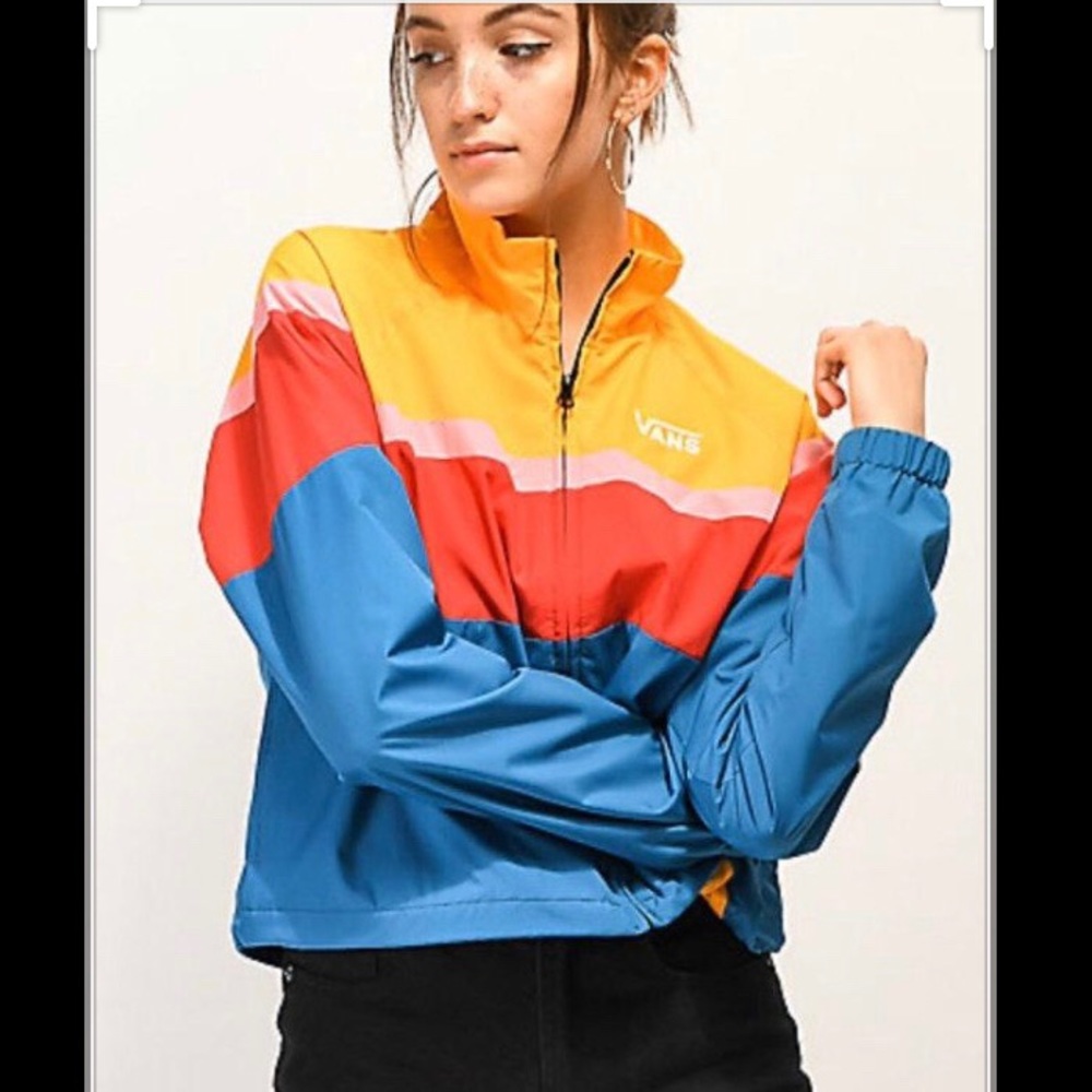 VANS Primary Color Block Mock Neck Windbreaker M